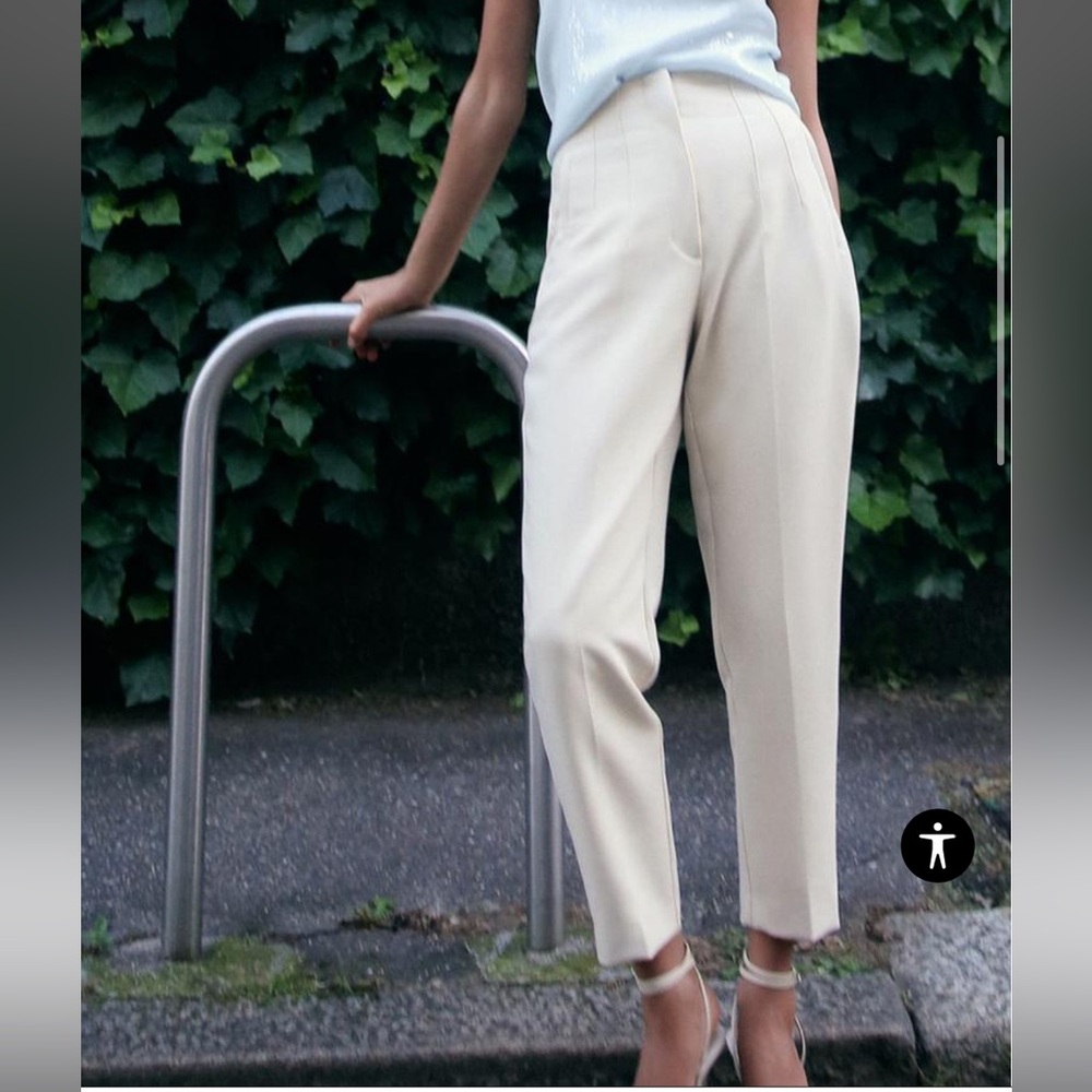 Zara Pants with a High Waist in Oyster White